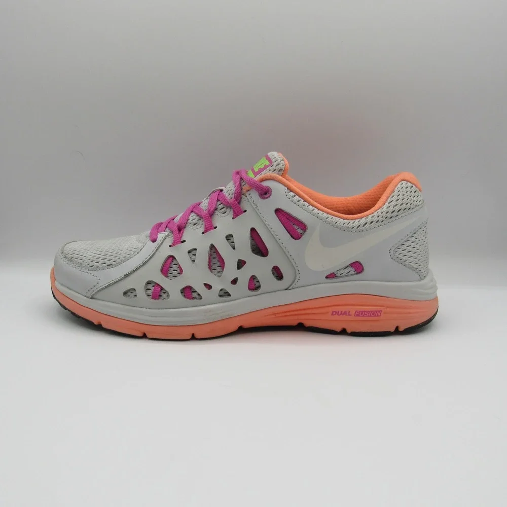 Nike Dual Fusion ST 2 Running Shoes Womens 9.5 Grey Pink Peach  599564-003